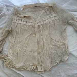 Light lacy long sleeve button down shirt